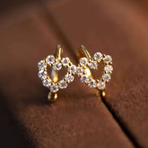 Heart-Glow Mini Huggies Solid 14 K / 18 K Gold Pavé Heart Lab-Grown Diamond Earrings