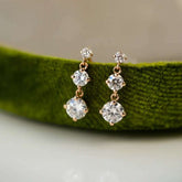 Shine-Step Mini Drops Solid 14 K / 18 K Gold Graduated Lab Diamond Dangle Earrings