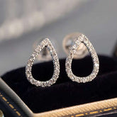 Dew-Halo Mini Studs Solid 14 K / 18 K Gold Pavé Lab Diamond Open-Pear Earrings