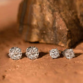 Prism-Six Solitaires Natural Diamond 6-Prong Stud Earrings in 18 K White Gold