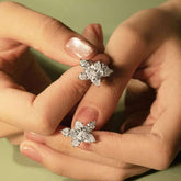 Stellar-Bloom Clusters Marquise- & Pear-Cut Diamond Star Earrings in 18 K White Gold