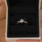 Luxury 18K white gold diamond ring in velvet jewelry box, bridal gift