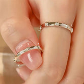 Bamboo Pave & Plain Band Duo | 18K Gold Couple Rings | Eastern Aesthetic