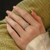 Luxurious Two-Layer Crown Ring | Lab Diamond Pave Setting | Romantic Jewelry