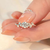 nature inspired vine engagement ring 14k 18k gold lab grown diamond solitaire leaf branch design