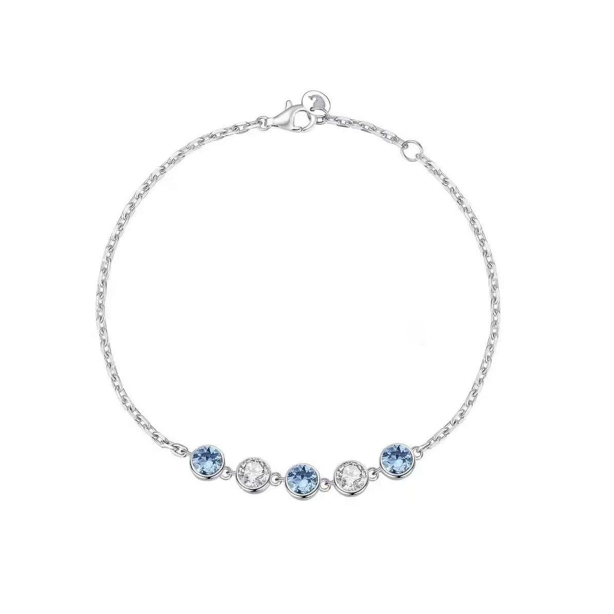 Ocean's Gaze: Sterling Silver Blue & White Bracelet