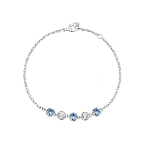Ocean's Gaze: Sterling Silver Blue & White Bracelet