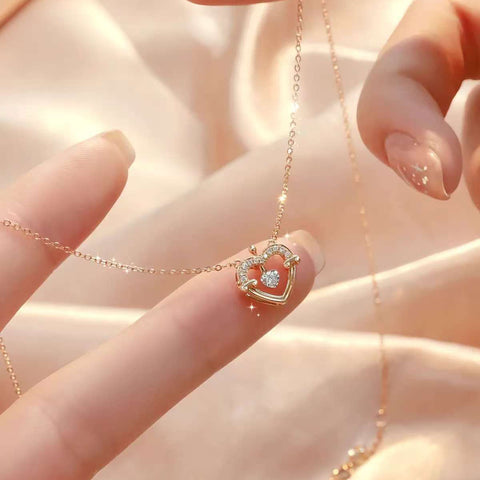 Heart Crown Cultured Diamond Necklace, 18K Rose Gold Niche Design, Light Luxury Everyday Versatile