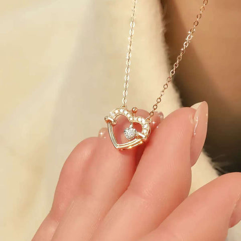 Heart Crown Cultured Diamond Necklace, 18K Rose Gold Niche Design, Light Luxury Everyday Versatile