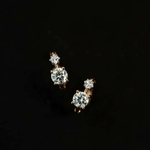 Celestia Duo Sparkle Huggies Solid 14 K / 18 K Gold Drop Set Lab Grown Diamond Earrings