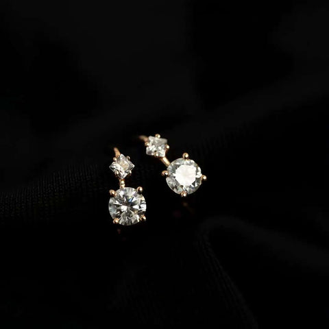 Celestia Duo Sparkle Huggies Solid 14 K / 18 K Gold Drop Set Lab Grown Diamond Earrings