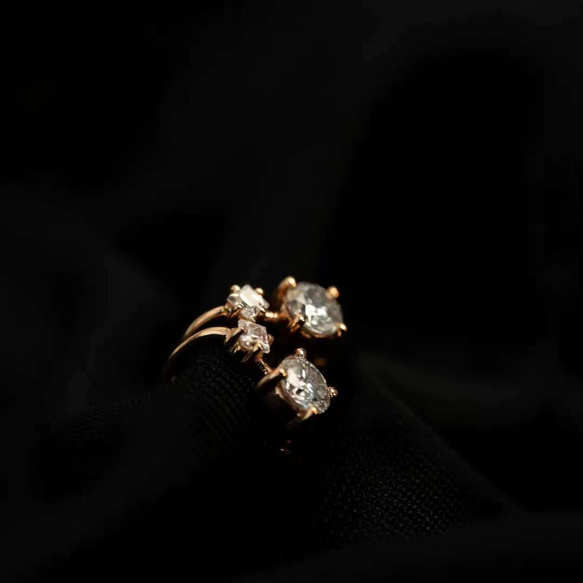 Celestia Duo Sparkle Huggies Solid 14 K / 18 K Gold Drop Set Lab Grown Diamond Earrings