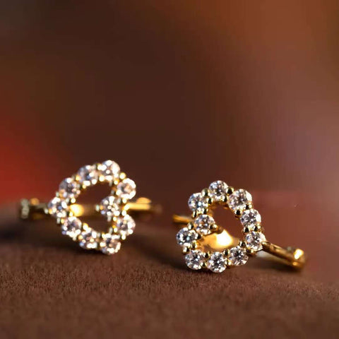 Heart-Glow Mini Huggies Solid 14 K / 18 K Gold Pavé Heart Lab-Grown Diamond Earrings