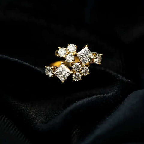 Prism-Spark Mini Huggies – Solid 14 K / 18 K Gold Mixed-Cut Lab-Grown Diamond Hoop Earrings