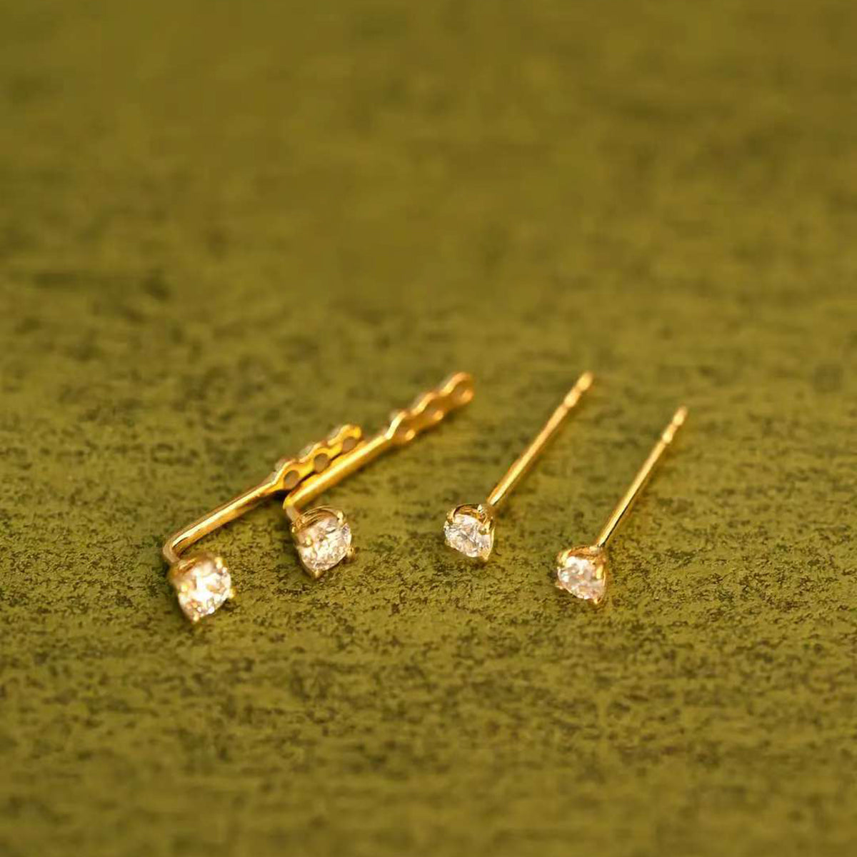 Adjusta-Drop Duo Studs Solid 14 K / 18 K Gold Lab Diamond 2-in-1 Jacket Earrings