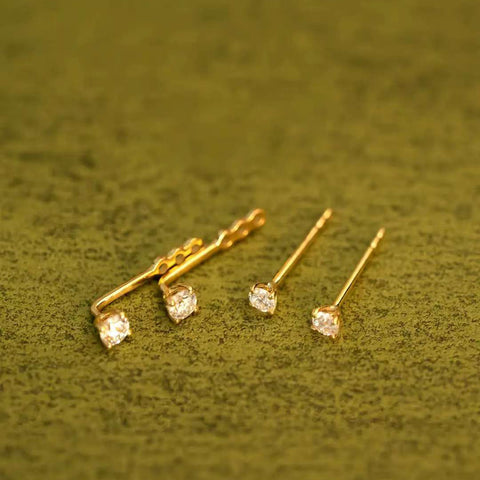 Adjusta-Drop Duo Studs Solid 14 K / 18 K Gold Lab Diamond 2-in-1 Jacket Earrings