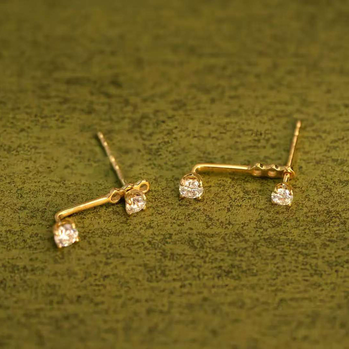 Adjusta-Drop Duo Studs Solid 14 K / 18 K Gold Lab Diamond 2-in-1 Jacket Earrings