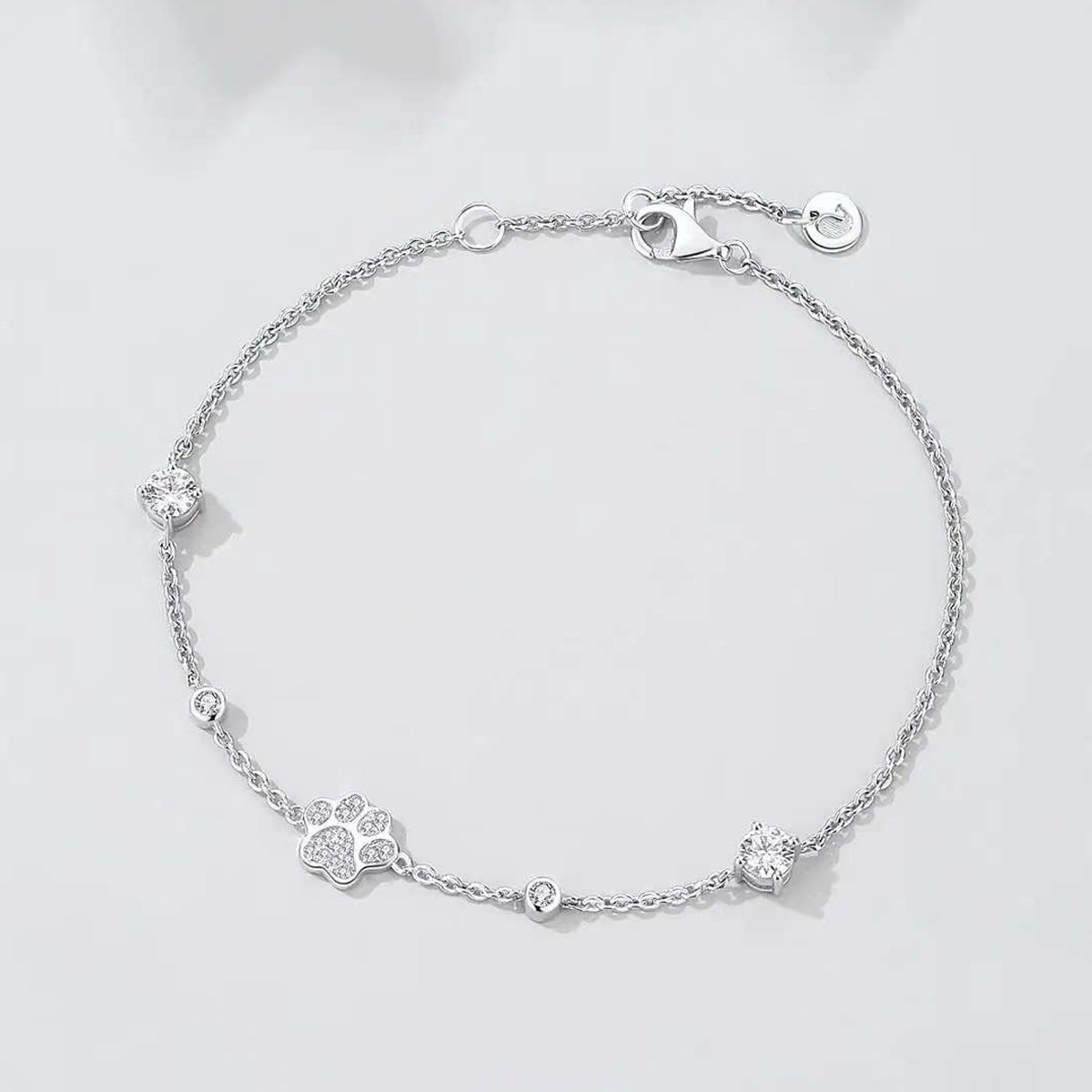 Paw Print Love: Sterling Silver & Diamond/Zirconia Bracelet