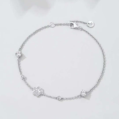 Paw Print Love: Sterling Silver & Diamond/Zirconia Bracelet