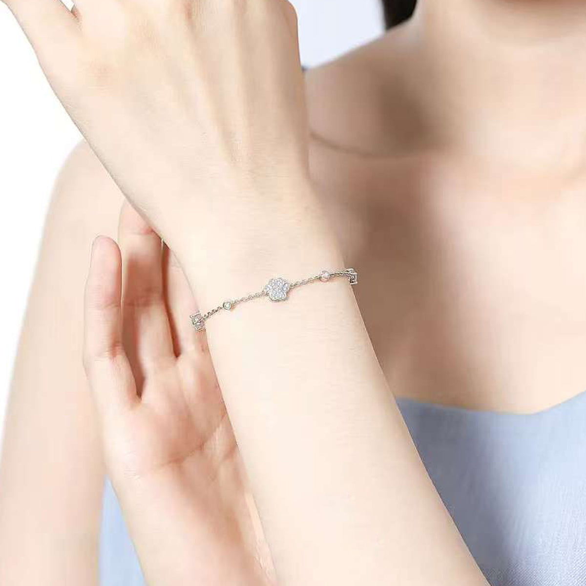 Paw Print Love: Sterling Silver & Diamond/Zirconia Bracelet