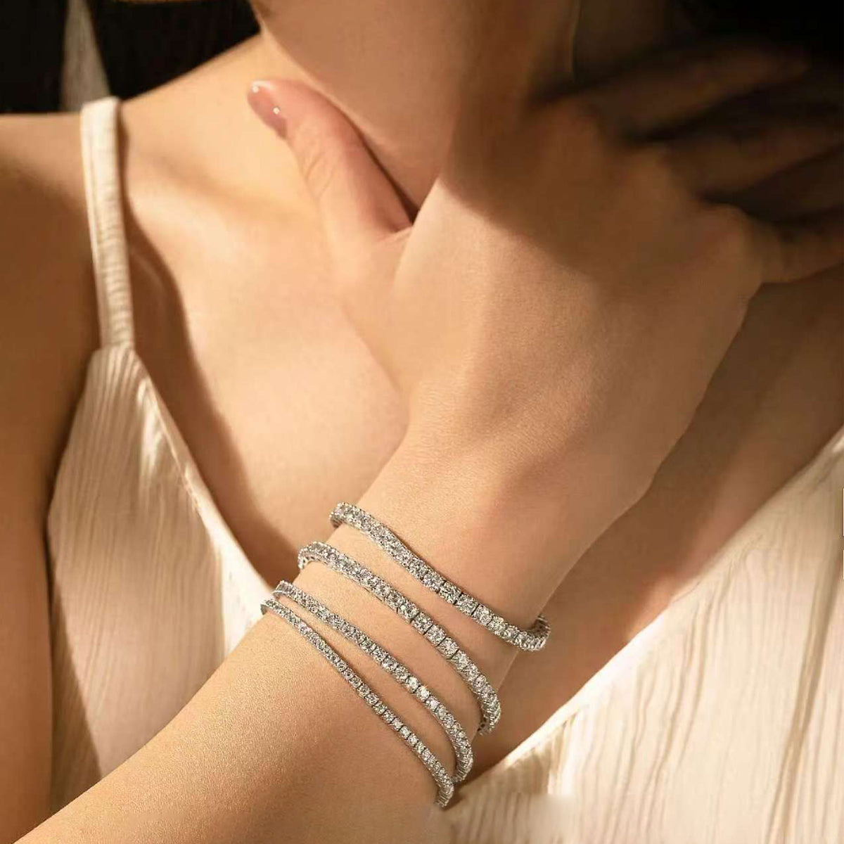 Elegant Stackable Bracelet Set | Luxurious Layered Diamond Bracelet | Versatile & Chic Wrist Jewelry