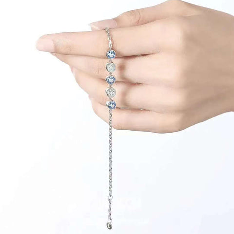 Ocean's Gaze: Sterling Silver Blue & White Bracelet