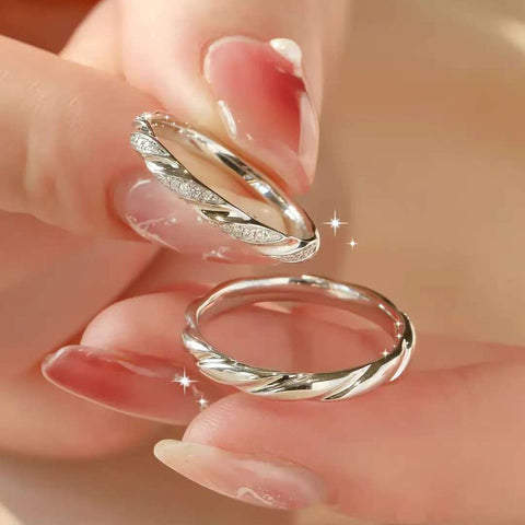 14K/18K Gold Wave Couple Wedding Bands | Lab Diamond Rings | Modern Design