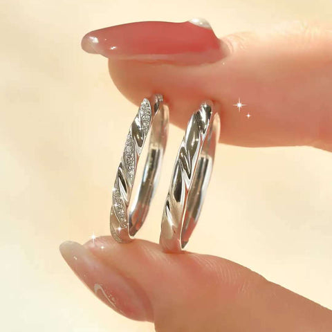 14K/18K Gold Wave Couple Wedding Bands | Lab Diamond Rings | Modern Design
