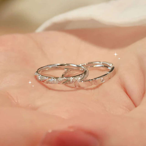 Twisted Pave & Smooth Band Duo | 14K/18K Gold Couple Wedding Rings