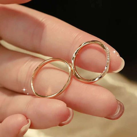 14K/18K Gold Wave Couple Wedding Bands | Lab Diamond Rings | Modern Design