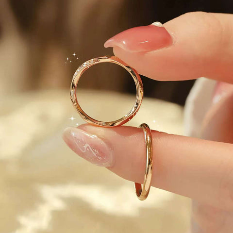 14K/18K Gold Wave Couple Wedding Bands | Lab Diamond Rings | Modern Design