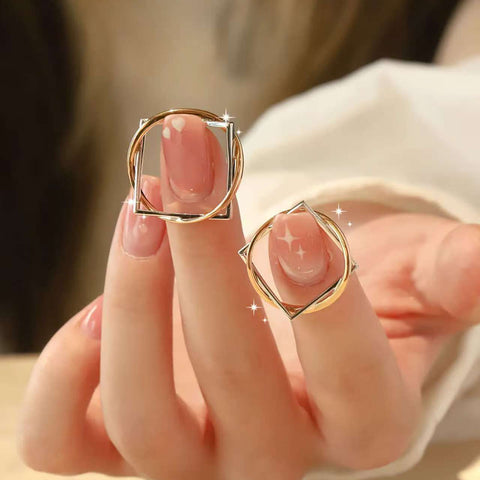 Geometric Two-Tone Couple Rings | 14K/18K Gold Twisted Pave Wedding Bands