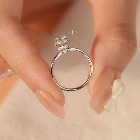 Round brilliant lab diamond ring with micro pavé halo, top view