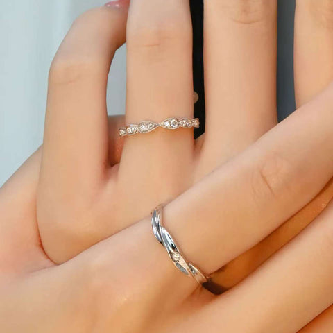 Perfect Harmony, Gold Diamond Wedding Rings with 0.8 Carat Diamonds and Smooth Spiral Shape with Golden Rhythm