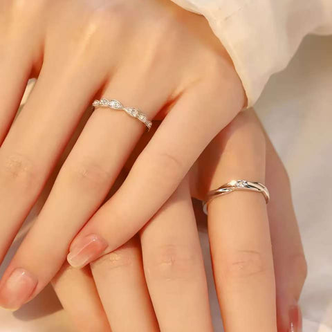 Perfect Harmony, Gold Diamond Wedding Rings with 0.8 Carat Diamonds and Smooth Spiral Shape with Golden Rhythm