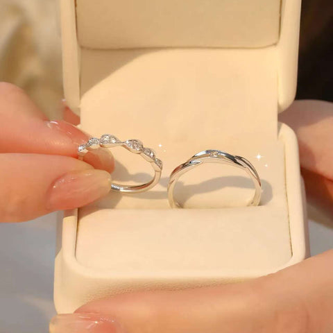 Perfect Harmony, Gold Diamond Wedding Rings with 0.8 Carat Diamonds and Smooth Spiral Shape with Golden Rhythm