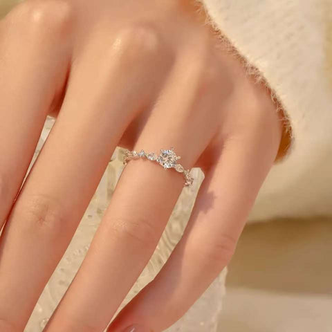 lab created diamond ring with vintage vine setting
