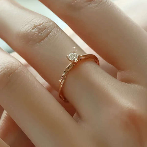 delicate twisted band promise ring with small lab diamond