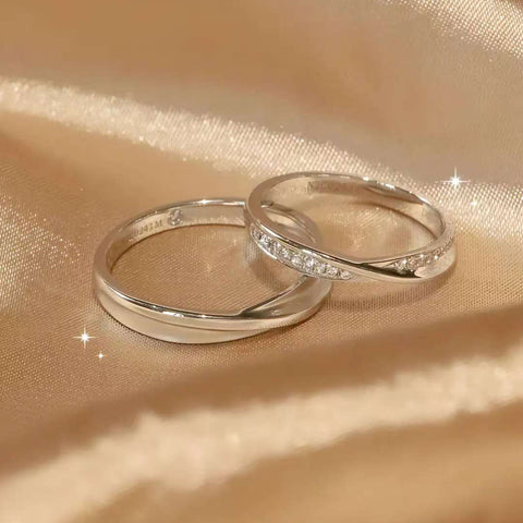 Intertwined Couple Wedding Bands | 14K/18K Gold Lab Diamond Rings | Twisted Design