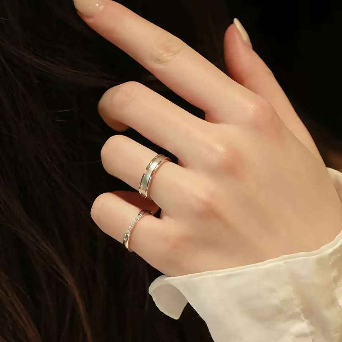 Segmented Couple Rings | 14K/18K Gold Lab Diamond Wedding Bands | Modern Minimalist