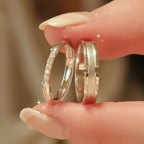 Segmented Couple Rings | 14K/18K Gold Lab Diamond Wedding Bands | Modern Minimalist