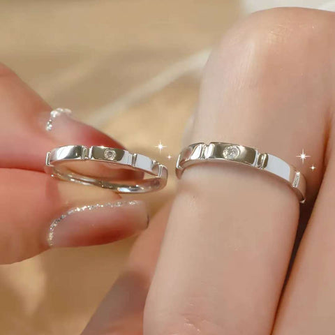 Minimalist Solitaire Couple Wedding Bands | 14K/18K Gold Lab Diamond Rings | Modern Geometric