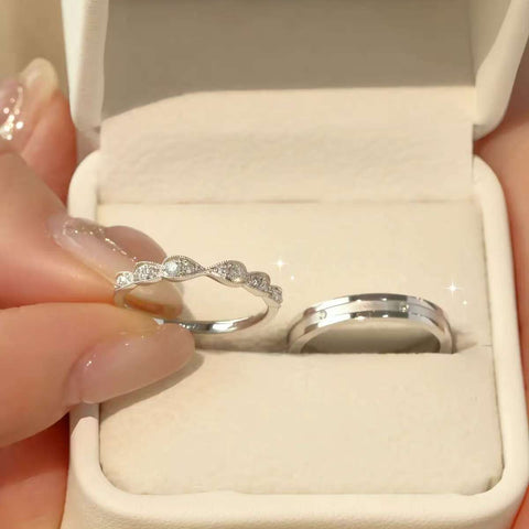 engagement wedding band set in ring box pavé twist eternity band
