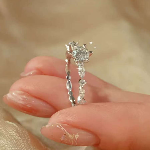 leaf vine engagement ring close up six prong 1ct lab diamond