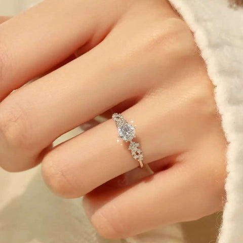 
Cluster three-stone lab-diamond ring on hand